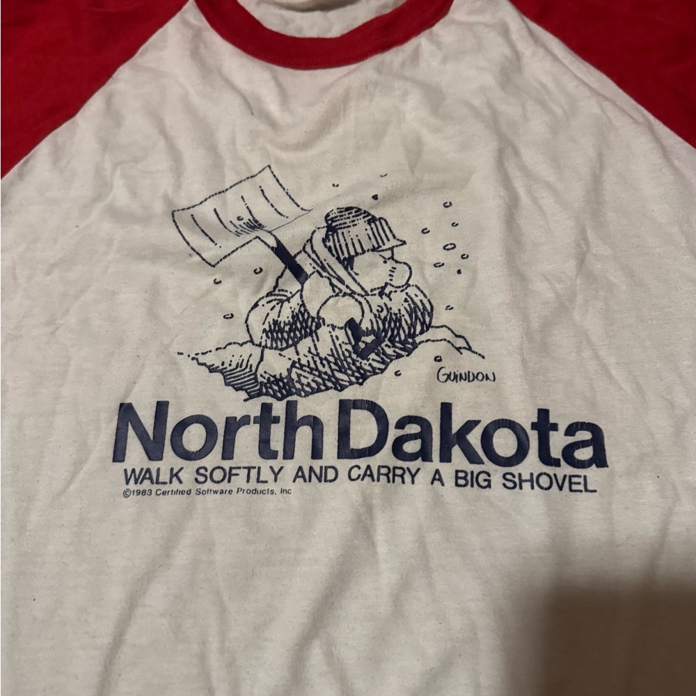 Vintage 80s North Dakota Shirt Baseball Tee - Picture 2 of 5